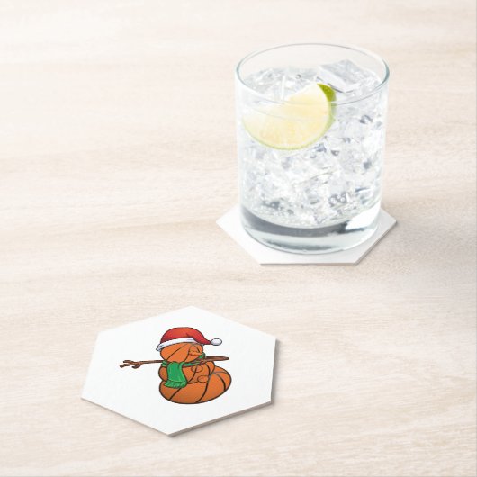 Basketball Dabbing Snowman Kerstmis Kartonnen Onderzetters (Insitu)