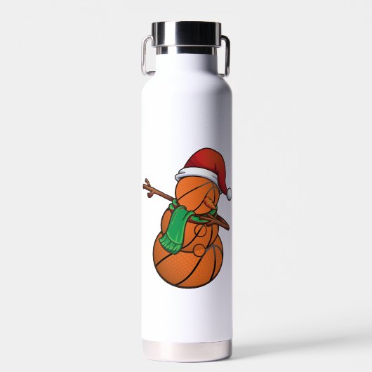 Basketball Dabbing Snowman Kerstmis Waterfles (Voorkant)