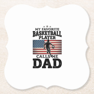 Basketball Dad Patriotic Vintage Engraving T-Shirt Kartonnen Onderzetters