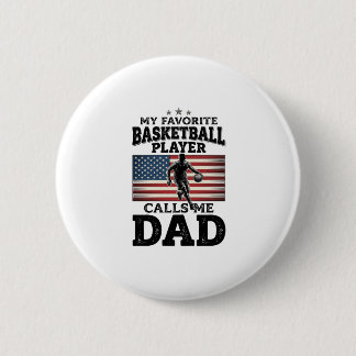 Basketball Dad Patriotic Vintage Engraving T-Shirt Ronde Button 5,7 Cm