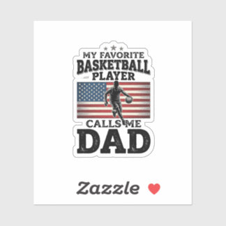 Basketball Dad Patriotic Vintage Engraving T-Shirt Sticker