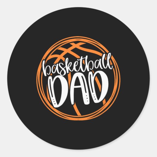 Basketball DAD Shirt Ronde Sticker (Voorkant)