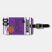 Basketball Dark Paars en White personaliseren Bagagelabel (Voorkant horizontaal)