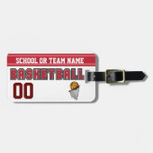 Basketball Dark Red en White personaliseren Bagagelabel (Voorkant horizontaal)