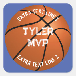 Basketball, de Naam van het Kind, MVP/Aantal, 2 Li Vierkante Sticker
