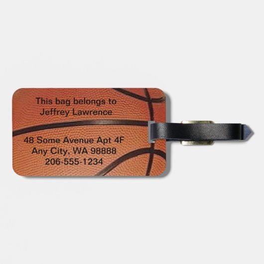 Basketball Design Bagagelabels (Achterkant horizontaal)