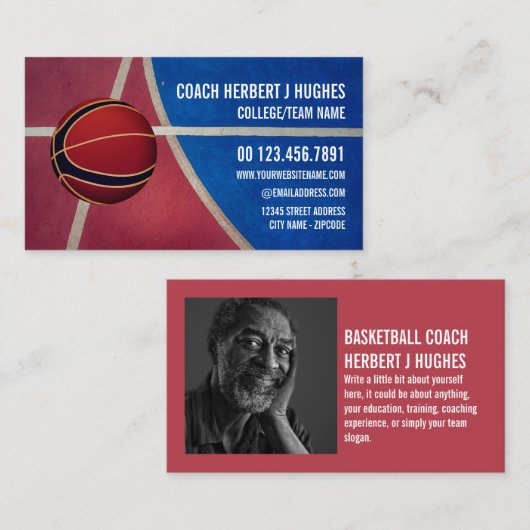 Basketball Design, Basketball Player, Coach, foto Visitekaartje (Voorkant / Achterkant)