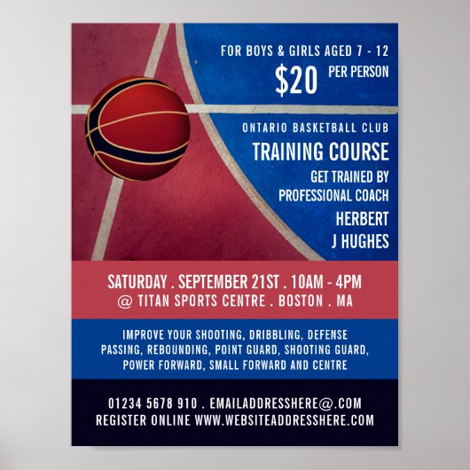 Basketball Design, Basketball Training Course Poster (Voorkant)