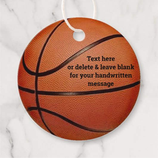 Basketball Design Favor Kaart Bedankjes Labels (Voorkant)