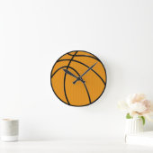 Basketball Design in Classic Oranje en Black Ronde Klok (Huis)