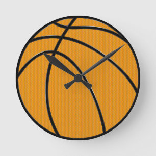 Basketball Design in Classic Oranje en Black Ronde Klok
