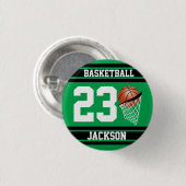 Basketball Design in Green en Black Ronde Button 3,2 Cm (Voorkant /achterkant)