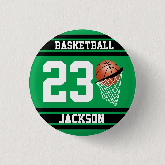 Basketball Design in Green en Black Ronde Button 3,2 Cm (Voorkant)