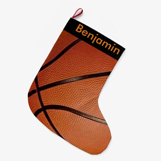 Basketball Design Large Kerstmis Stocking Grote Kerstsok (Voorkant (Hangend))