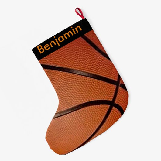 Basketball Design Large Kerstmis Stocking Grote Kerstsok (Achterkant (Hangend))