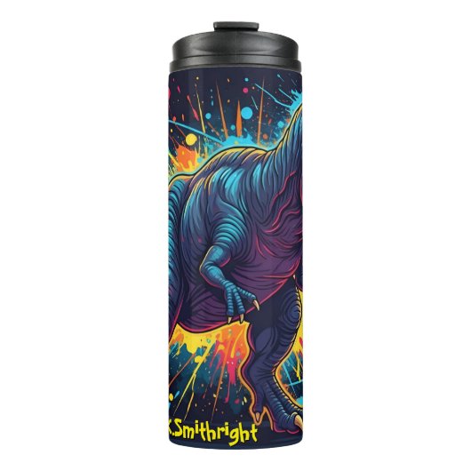 Basketball Dinosaur Neon Energy Action Thermosbeker (Voorkant)