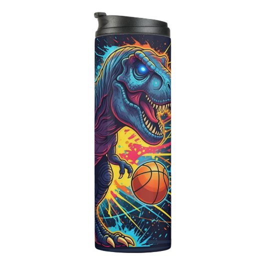 Basketball Dinosaur Neon Energy Action Thermosbeker (Geroteerd rechts)