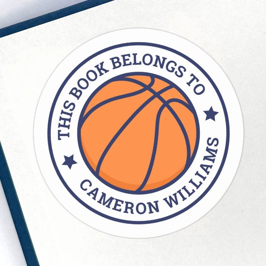 Basketball dit boek behoort tot de schoolnaam ronde sticker
