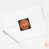 Basketball, DIY-naam in wit, zwart Vierkante Sticker (Envelop)