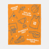 Basketball Doodle Drawing Custom Name Senior Night Fleece Deken (Voorkant)