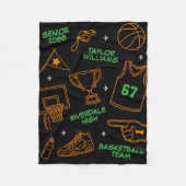 Basketball Doodle Pattern Custom Name Senior Gift Fleece Deken (Voorkant)