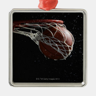 Basketball door hoepel 2 metalen ornament