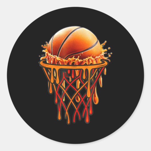 Basketball Drip Graphic, Basketball Funny Bruh Gif Ronde Sticker (Voorkant)