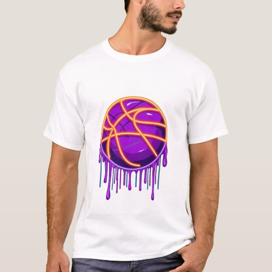 Basketball Drip Neon Basketball Graphics T-shirt (Voorkant)