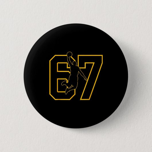 Basketball Drip Number 67 Basketball Player  Ronde Button 5,7 Cm (Voorkant)