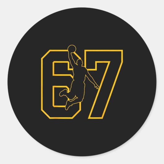 Basketball Drip Number 67 Basketball Player  Ronde Sticker (Voorkant)