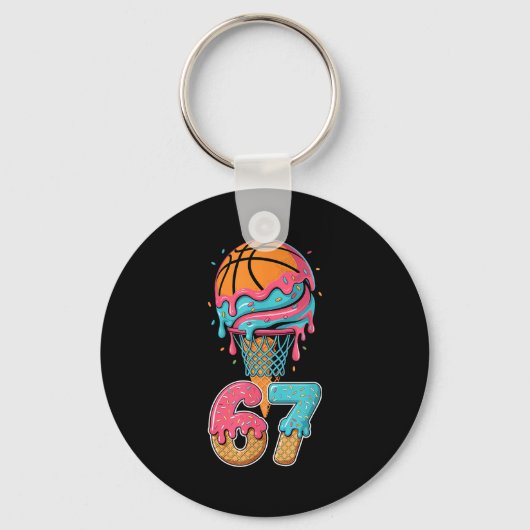 Basketball Drip Number 67 Player 67th Birthday Ice Sleutelhanger (Voorkant)
