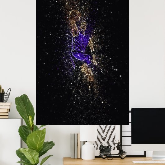 Basketball dunk glitter poster (Thuiskantoor)