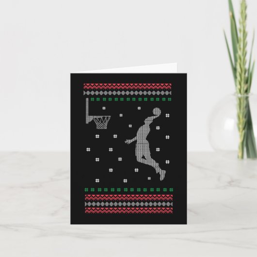 Basketball Dunking kerstkool Sport Ugly X-Mas Kaart (Voorkant)