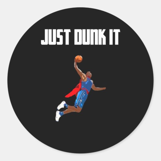 Basketball Dunking Ronde Sticker (Voorkant)