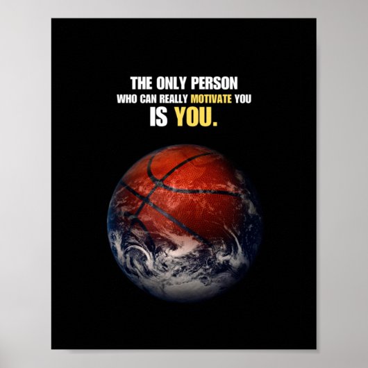 Basketball Earth Motivatie Inspirerend Quote Poster (Voorkant)