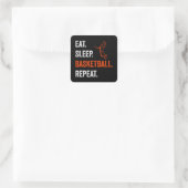 Basketball Eat Sleep Basketball Repeat Vierkante Sticker (Tas)