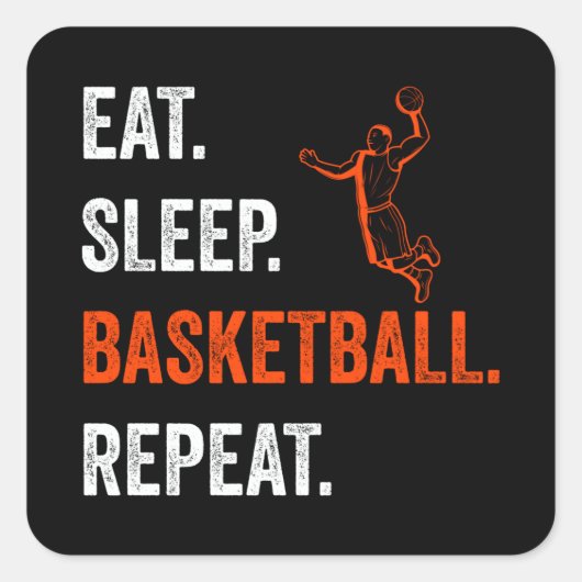 Basketball Eat Sleep Basketball Repeat Vierkante Sticker (Voorkant)