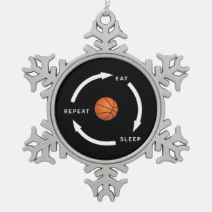 Basketball Eat Sleep Herhaaldelijk Gezegde sport Tin Sneeuwvlok Ornament