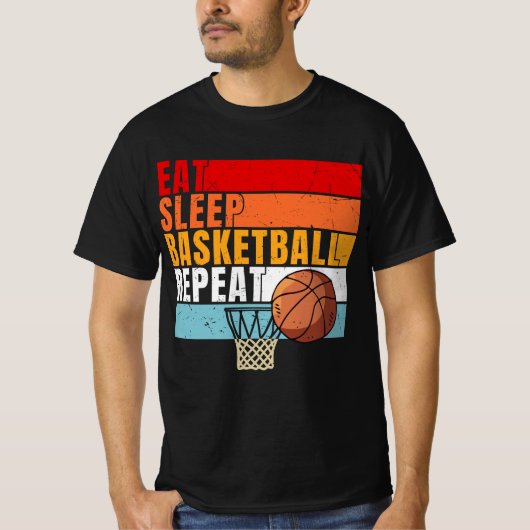 Basketball Eat Sleep Herhalen voor speler T-shirt (Voorkant)