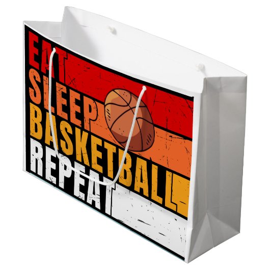 Basketball Eat Sleep Repeat Groot Cadeauzakje (Voorkant Gekanteld)