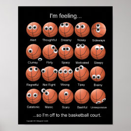 Basketball-emoties, gezichten, grappig Poster
