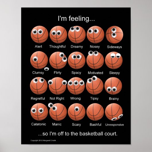 Basketball-emoties, gezichten, grappig Poster (Voorkant)