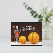 Basketball en geest Halloween Briefkaart (Staand voorkant)