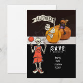 Basketball en geest Halloween Kaart (Voorkant / Achterkant)