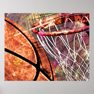 Basketball en Hoop girale basketbal roze paars Poster