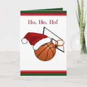 Basketball en Hoop Kerstmis Feestdagen Kaart (Voorkant)