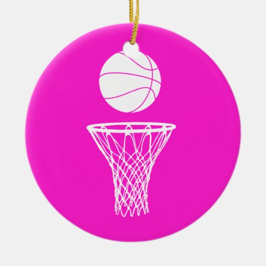 Basketball en Hoop Ornament Pink (Voorkant)
