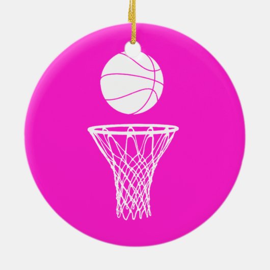 Basketball en Hoop Ornament Pink (Achterkant)