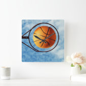 Basketball en hoop, vierkante klok (Huis)