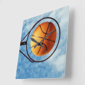 Basketball en hoop, vierkante klok (Hoek)